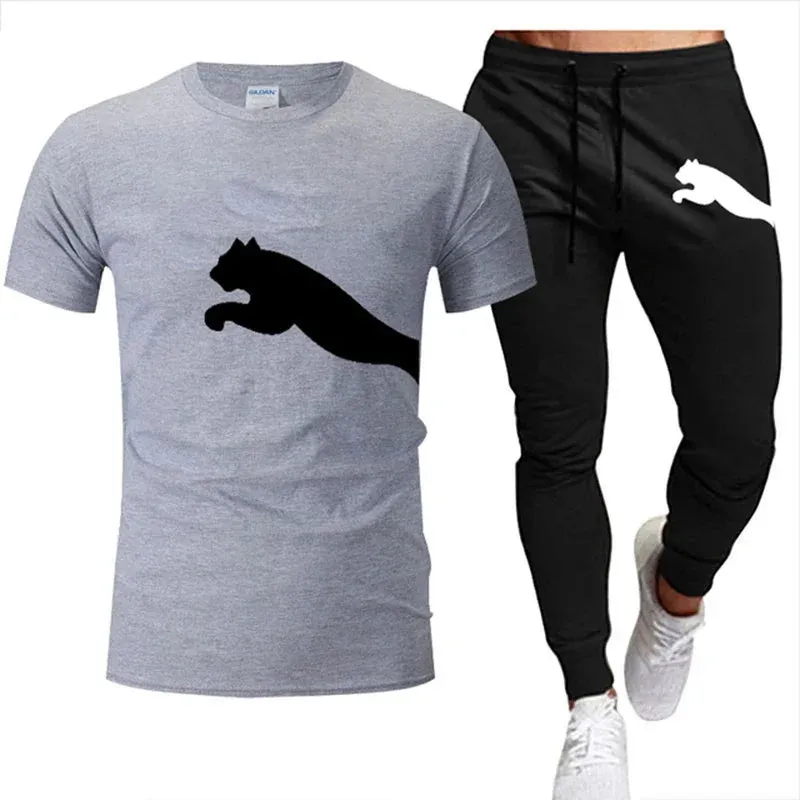 Men's Summer Mesh T-Shirt & Sweatpants Set - Casual Sportswear