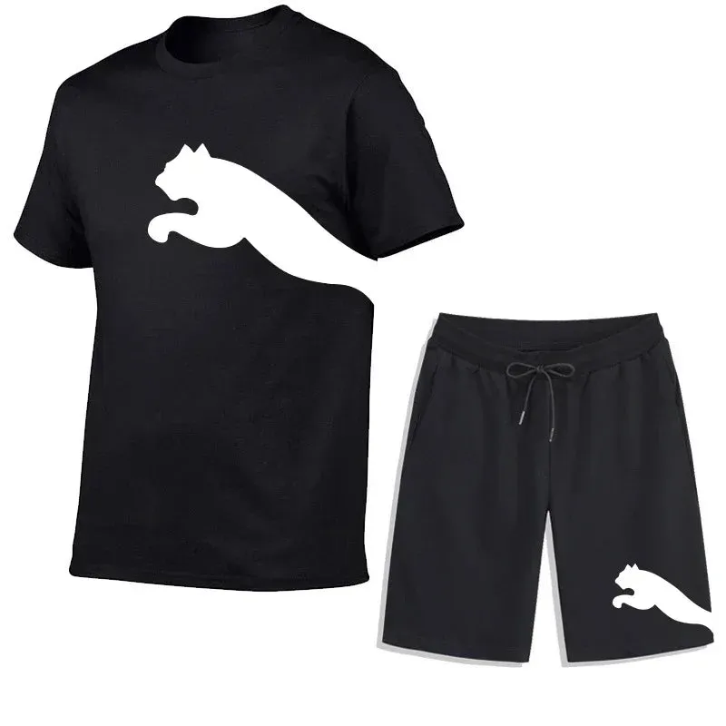 Men's Summer Mesh T-Shirt & Sweatpants Set - Casual Sportswear