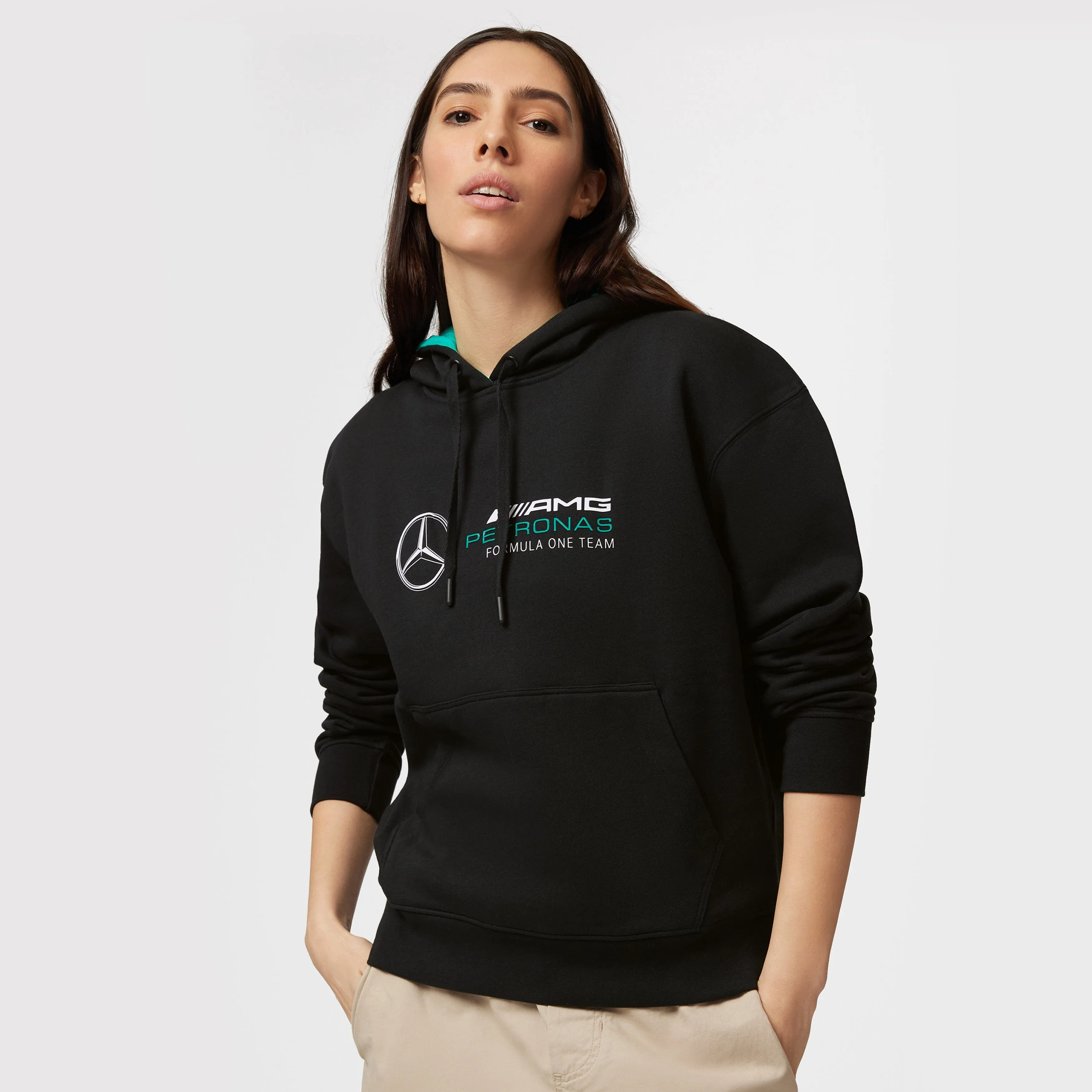 Mercedes AMG Petronas F1 Women's Oversized Hoodie - Black/White