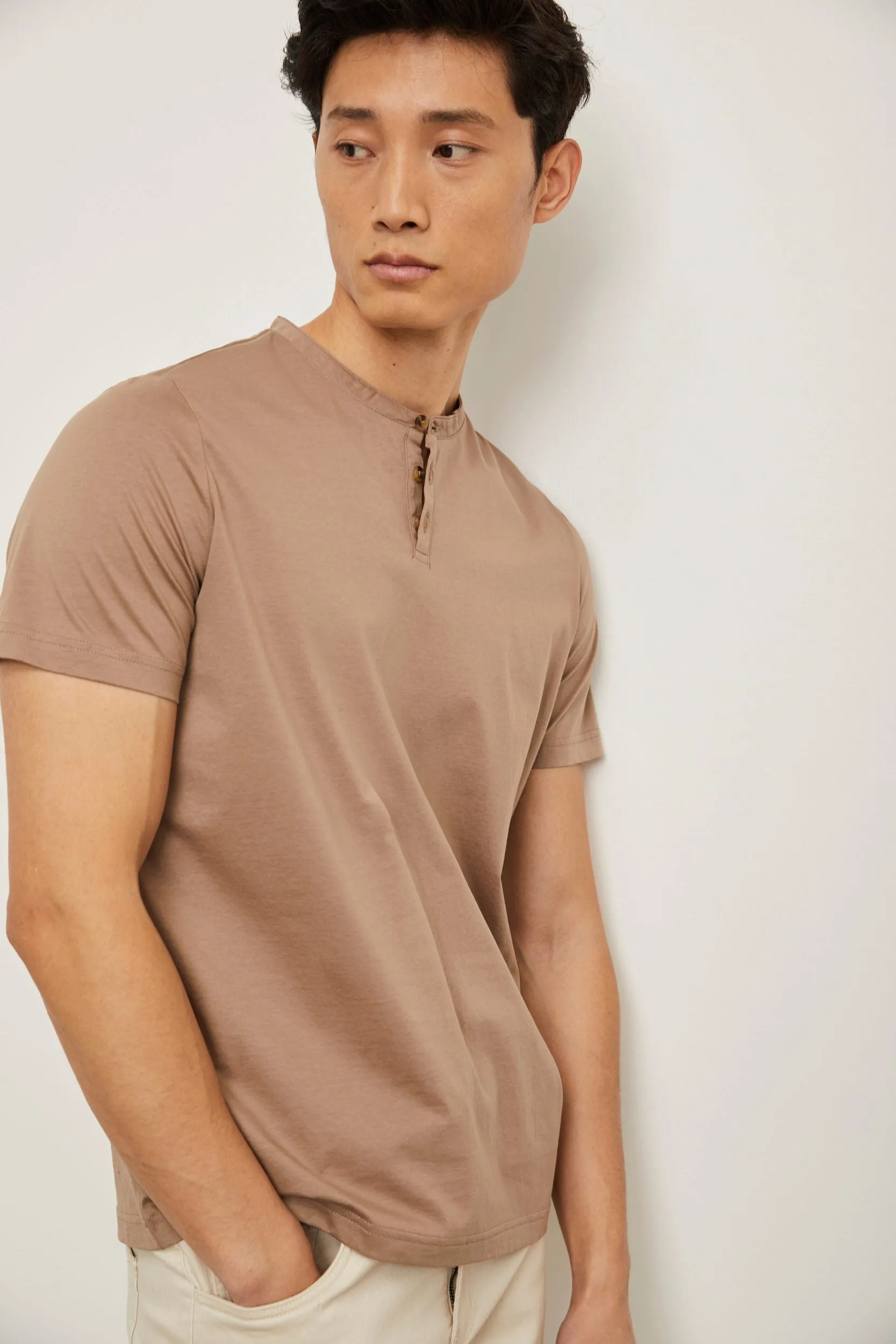 Mercerized henley t-shirt