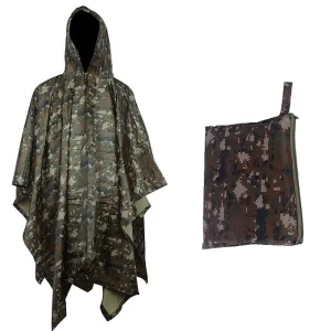 Military Style Poncho Multi Use Rip Stop Camouflage Rain Poncho