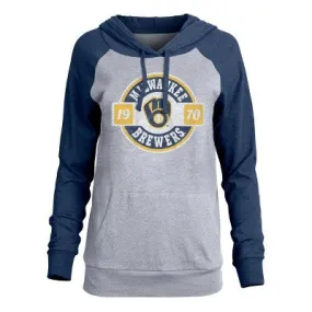 MLB Milwaukee Brewers Women's Lightweight Bi-Blend Hooded T-Shirt Team, XS