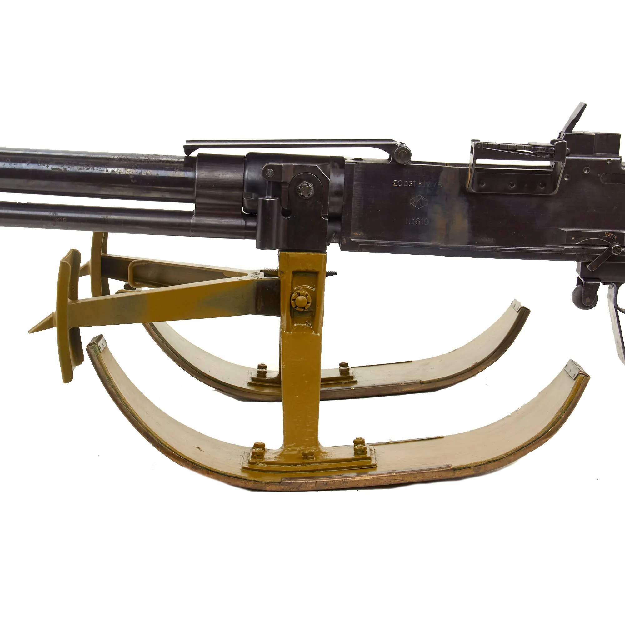 Original Finnish WWII Lahti L-39 Display Anti-Tank Rifle Serial 619 by VKT with Sled Bipod, Internal Components & Dummy Rounds