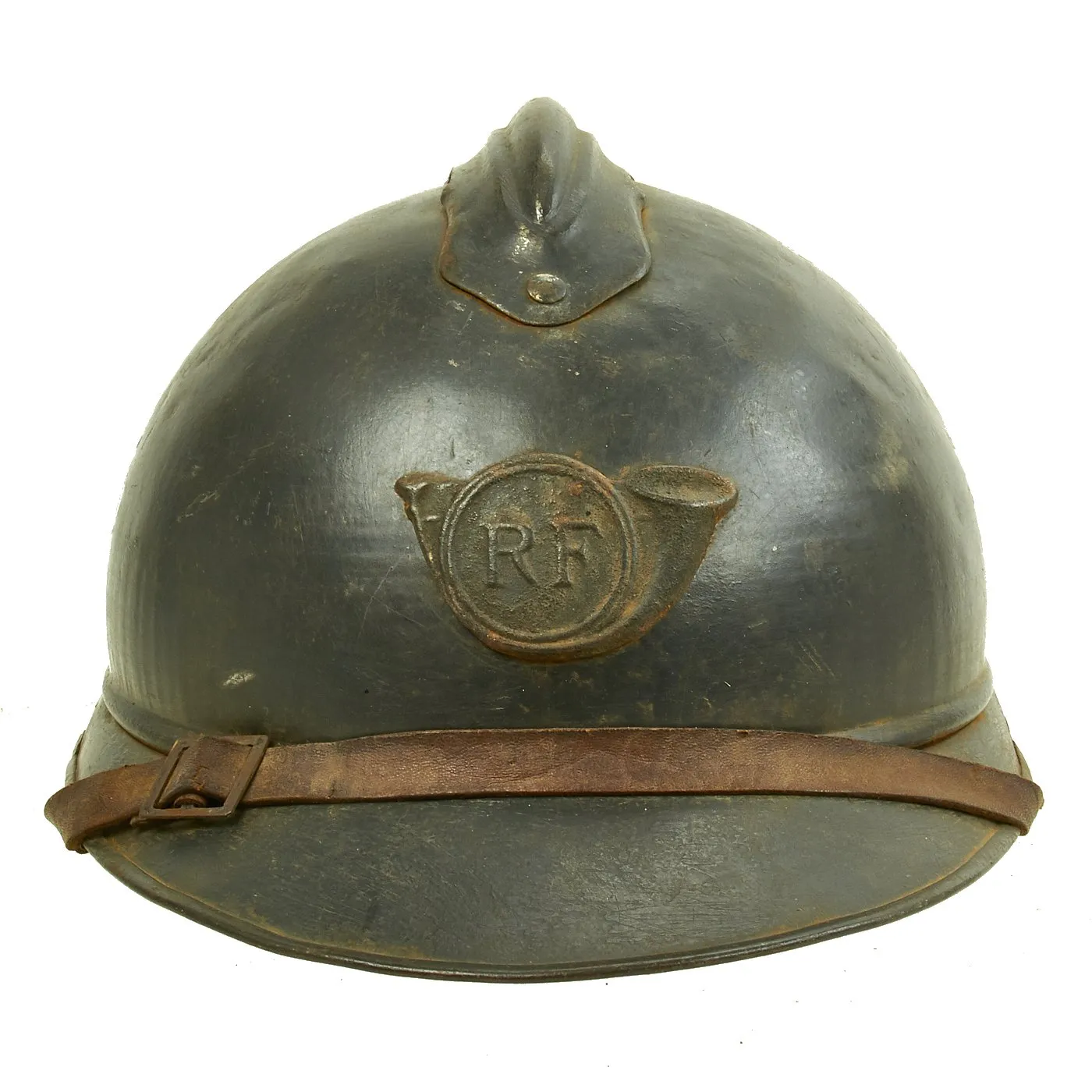 Original French WWI M1915 Adrian Mountain Trooper Chasseurs Helmet with Liner - Horizon Blue