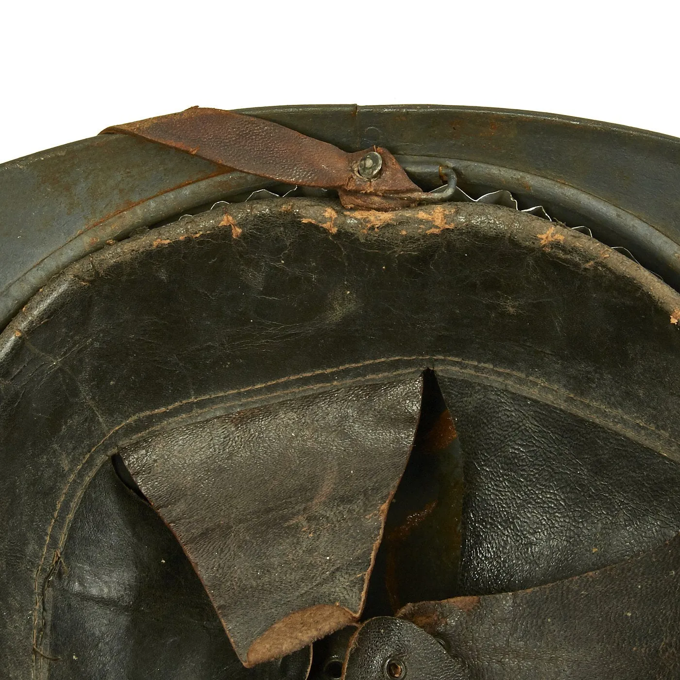 Original French WWI M1915 Adrian Mountain Trooper Chasseurs Helmet with Liner - Horizon Blue