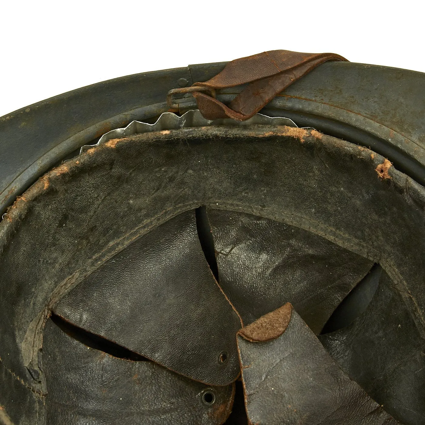 Original French WWI M1915 Adrian Mountain Trooper Chasseurs Helmet with Liner - Horizon Blue