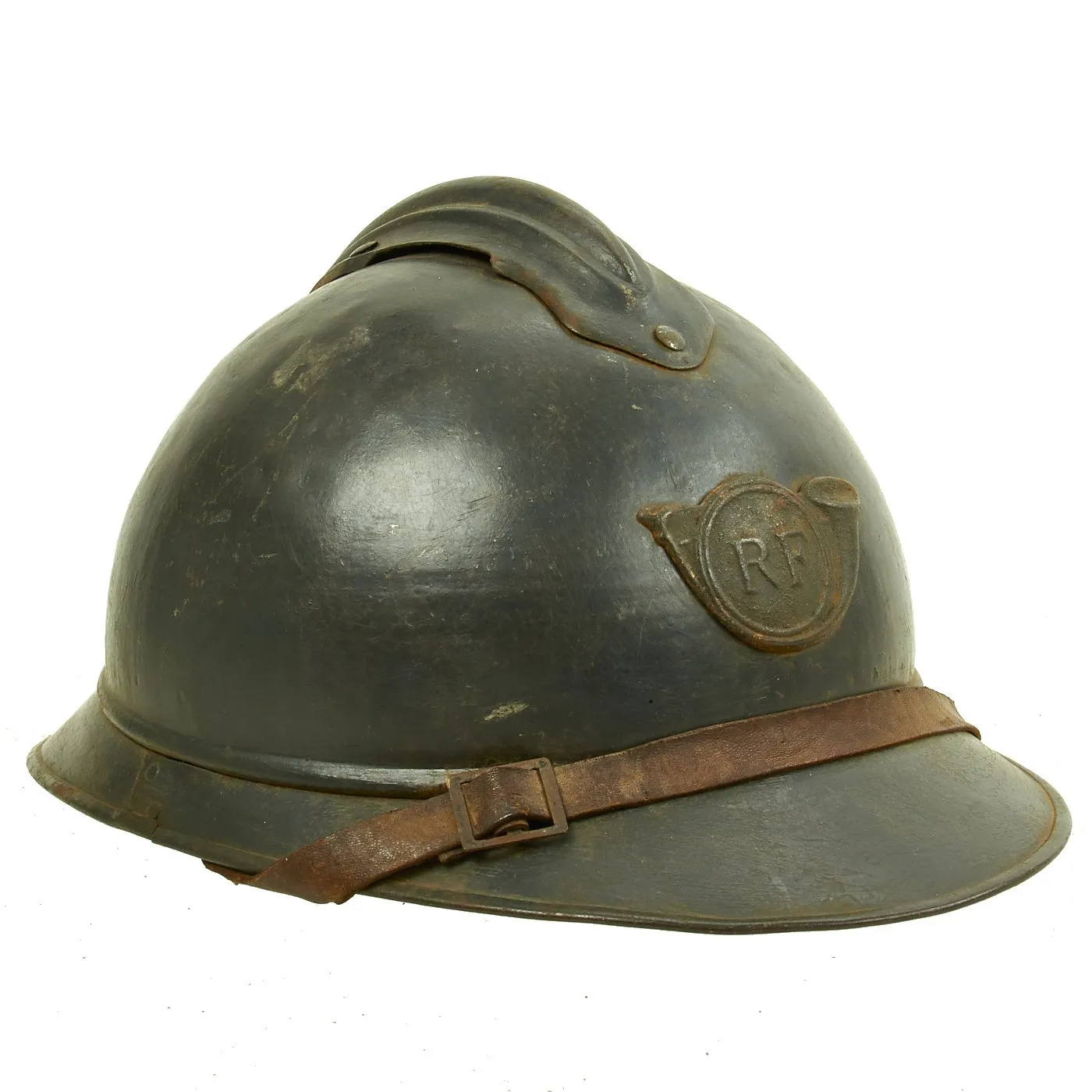 Original French WWI M1915 Adrian Mountain Trooper Chasseurs Helmet with Liner - Horizon Blue