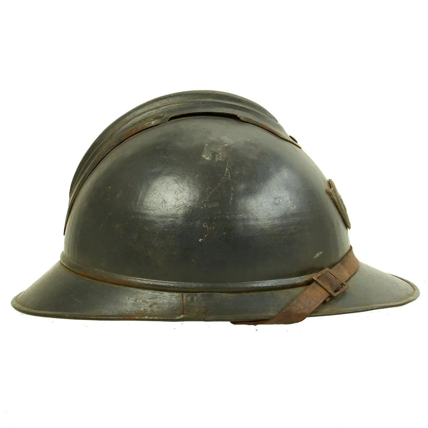 Original French WWI M1915 Adrian Mountain Trooper Chasseurs Helmet with Liner - Horizon Blue