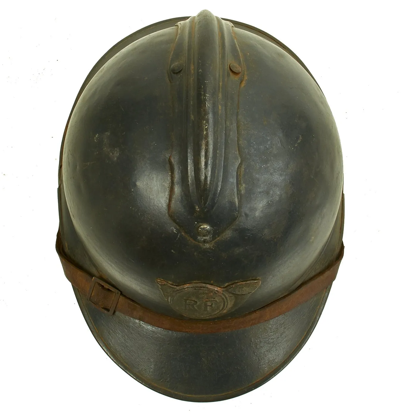 Original French WWI M1915 Adrian Mountain Trooper Chasseurs Helmet with Liner - Horizon Blue