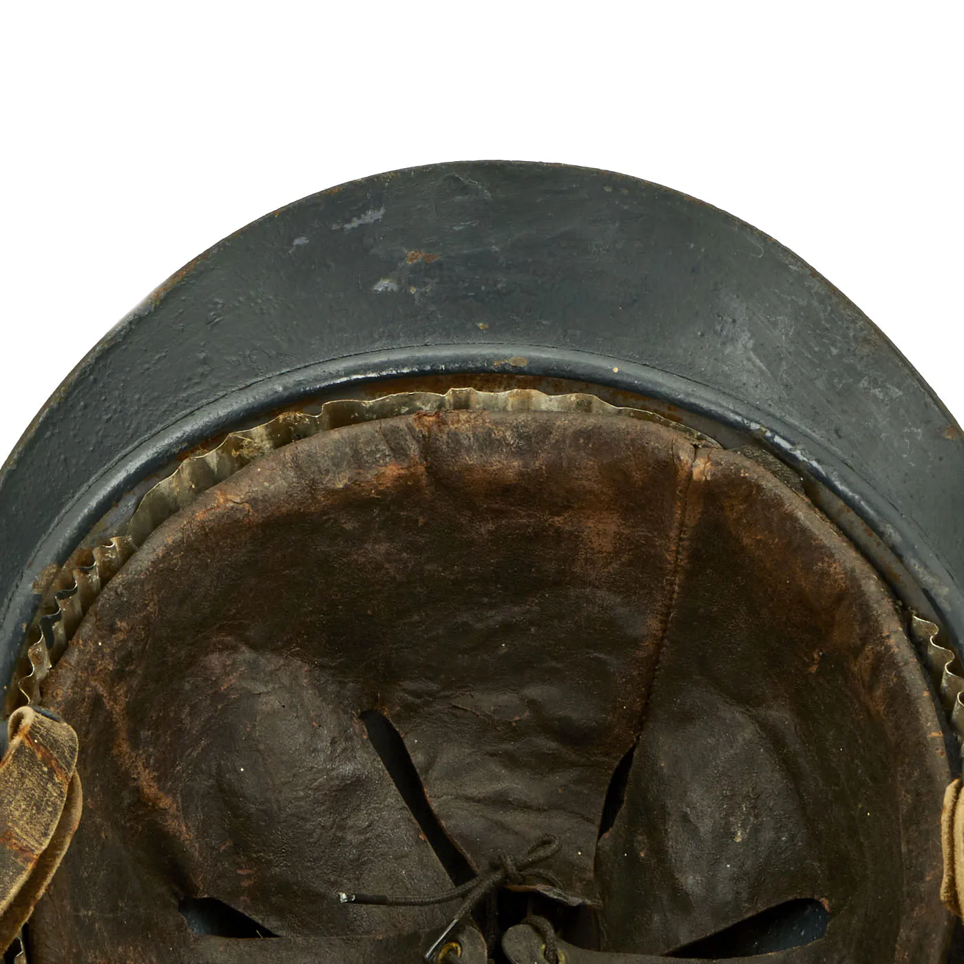 Original French WWI Model 1915 Adrian Artillery Helmet with Liner & Chinstrap - Repainted Horizon Blue