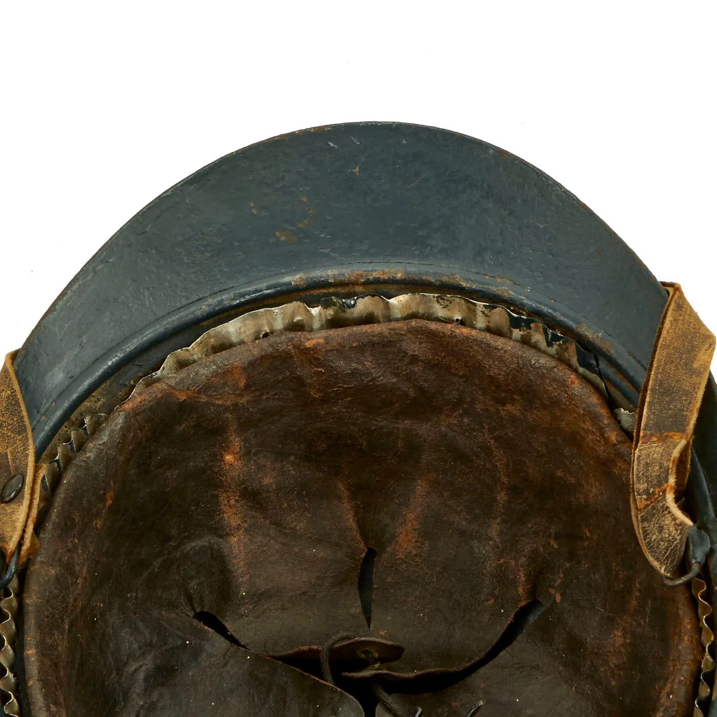 Original French WWI Model 1915 Adrian Artillery Helmet with Liner & Chinstrap - Repainted Horizon Blue