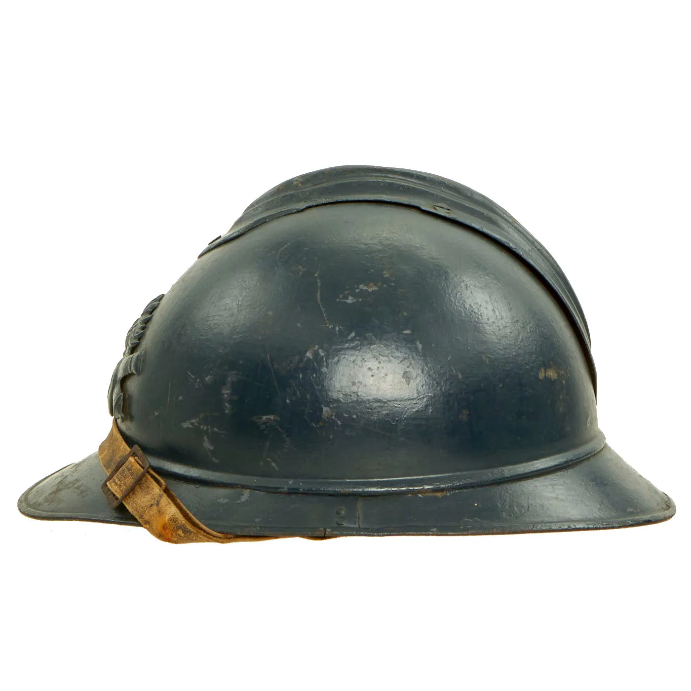 Original French WWI Model 1915 Adrian Artillery Helmet with Liner & Chinstrap - Repainted Horizon Blue