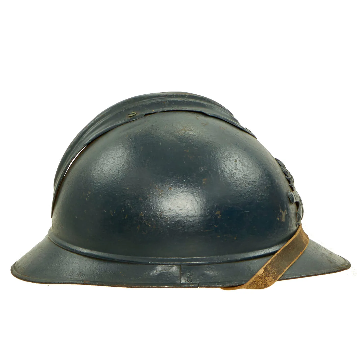 Original French WWI Model 1915 Adrian Artillery Helmet with Liner & Chinstrap - Repainted Horizon Blue