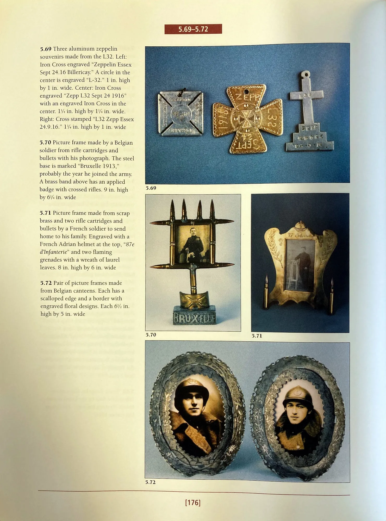 Original French WWI Trench Art Picture Frame Made From Scrap Brass As Featured In The Book “Trench Art, An Illustrated History” by Jane Kimball on Page 176