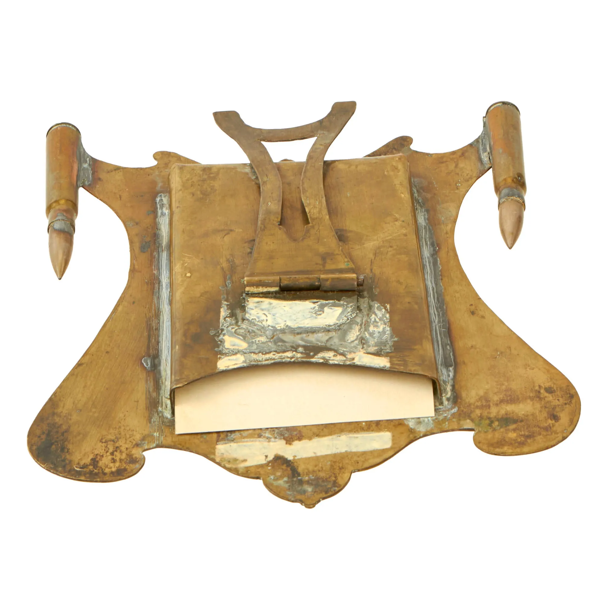 Original French WWI Trench Art Picture Frame Made From Scrap Brass As Featured In The Book “Trench Art, An Illustrated History” by Jane Kimball on Page 176