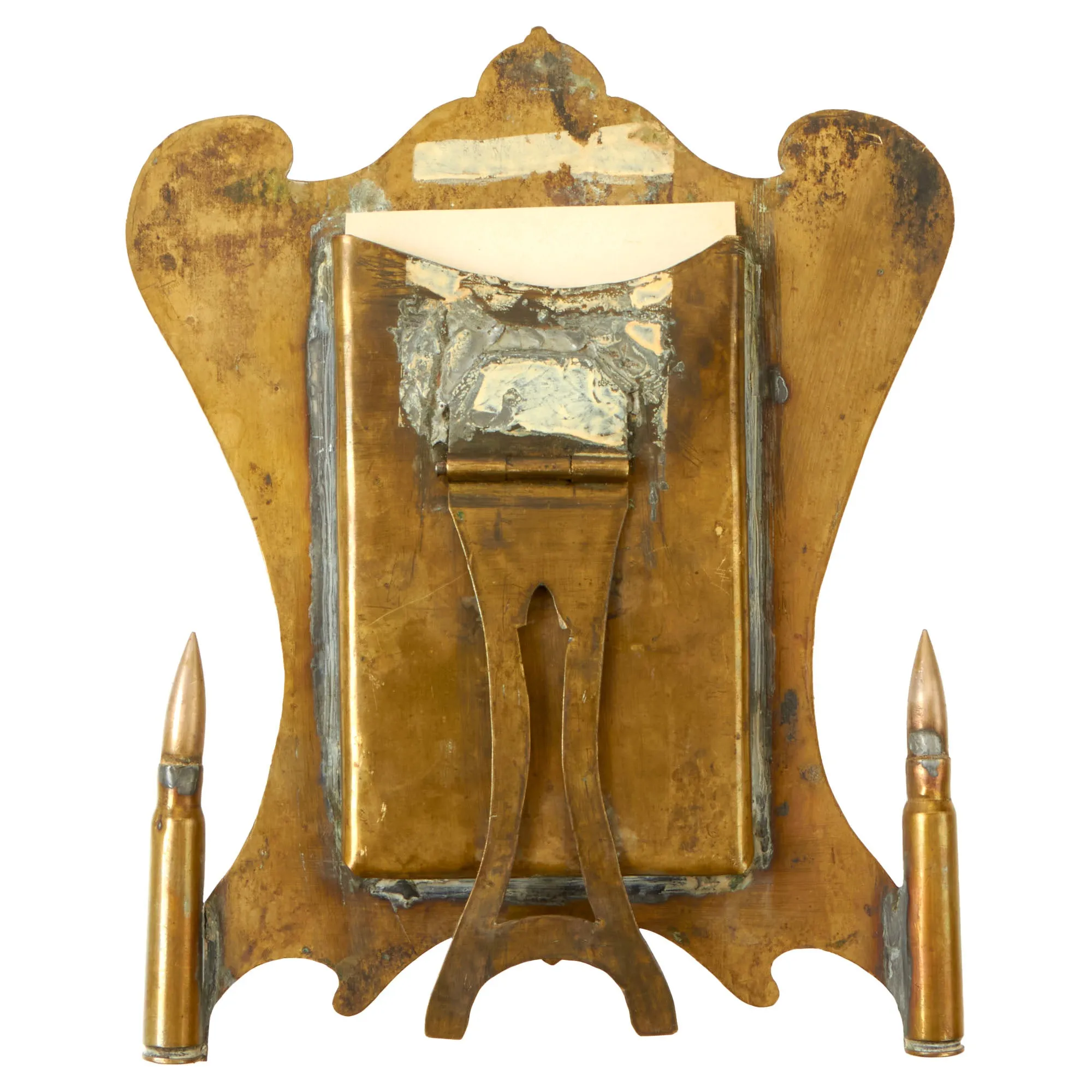 Original French WWI Trench Art Picture Frame Made From Scrap Brass As Featured In The Book “Trench Art, An Illustrated History” by Jane Kimball on Page 176