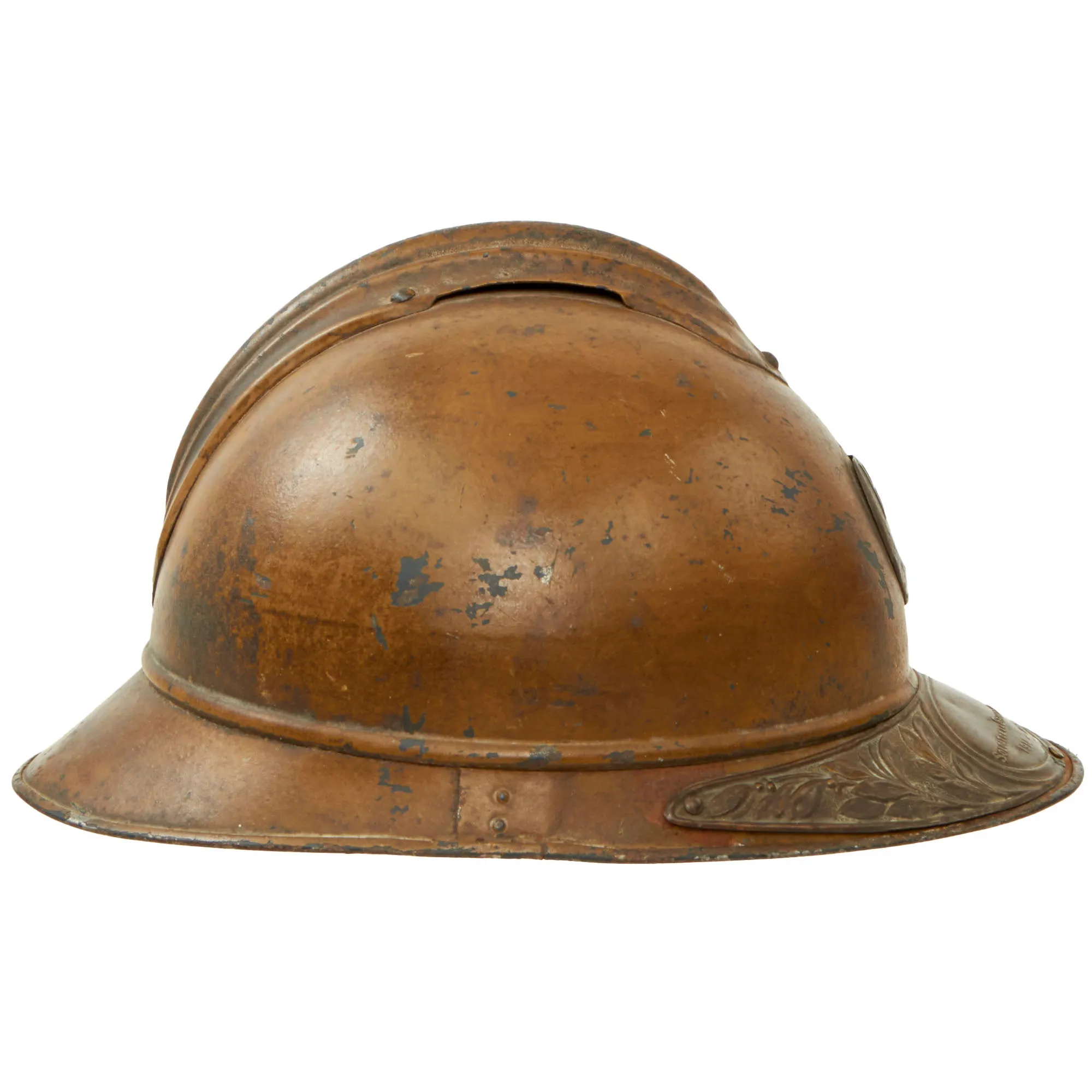 Original French WWI Zouave North African Troops M1915 Adrian Helmet with Veteran’s Plate & Liner