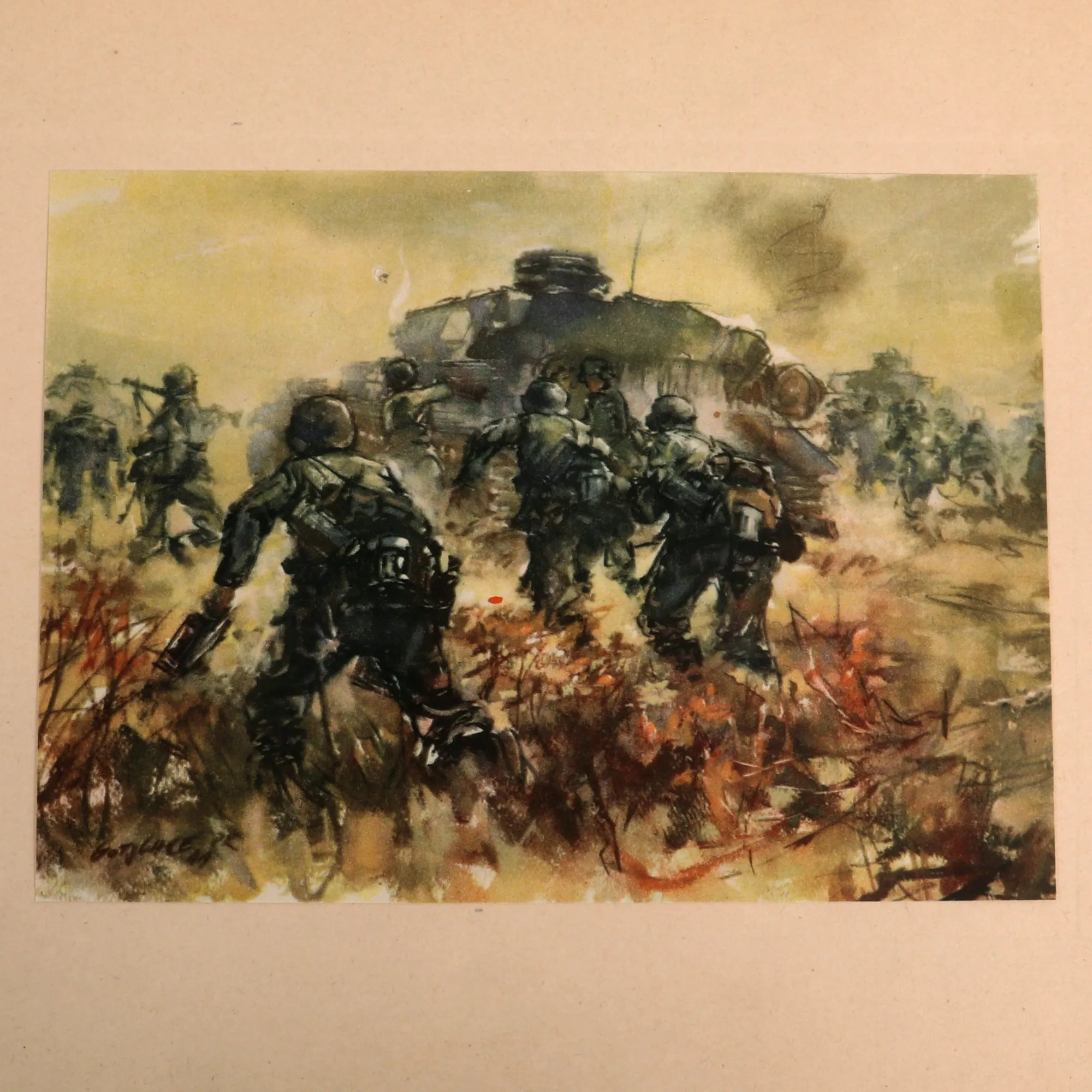 Original German WWII 1942 Dated Panzergrenadiere Mechanized Infantry Folder and 15 Prints by Artist Walter Gotschke - Formerly A.A.F. Tank Museum