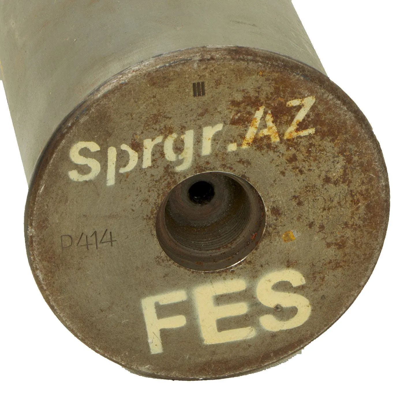 Original German WWII FlaK 88 High Explosive Inert Shell with Casing & Fuse Container - WWII Marked and Dated