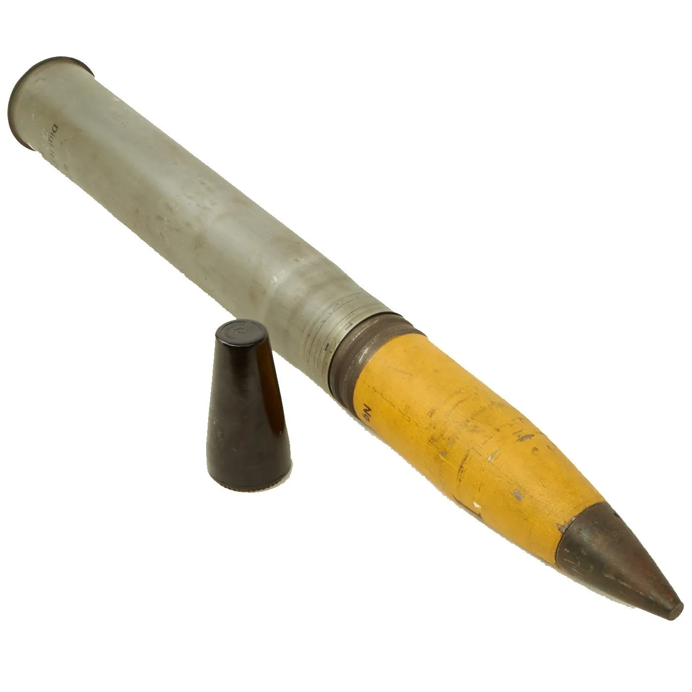 Original German WWII FlaK 88 High Explosive Inert Shell with Casing & Fuse Container - WWII Marked and Dated