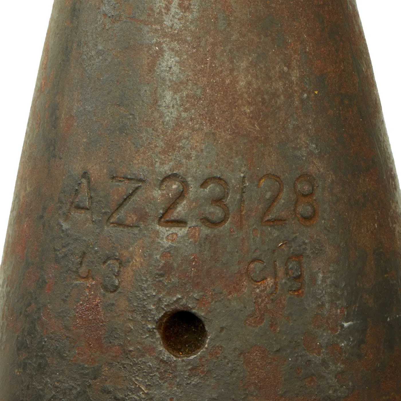 Original German WWII FlaK 88 High Explosive Inert Shell with Casing & Fuse Container - WWII Marked and Dated