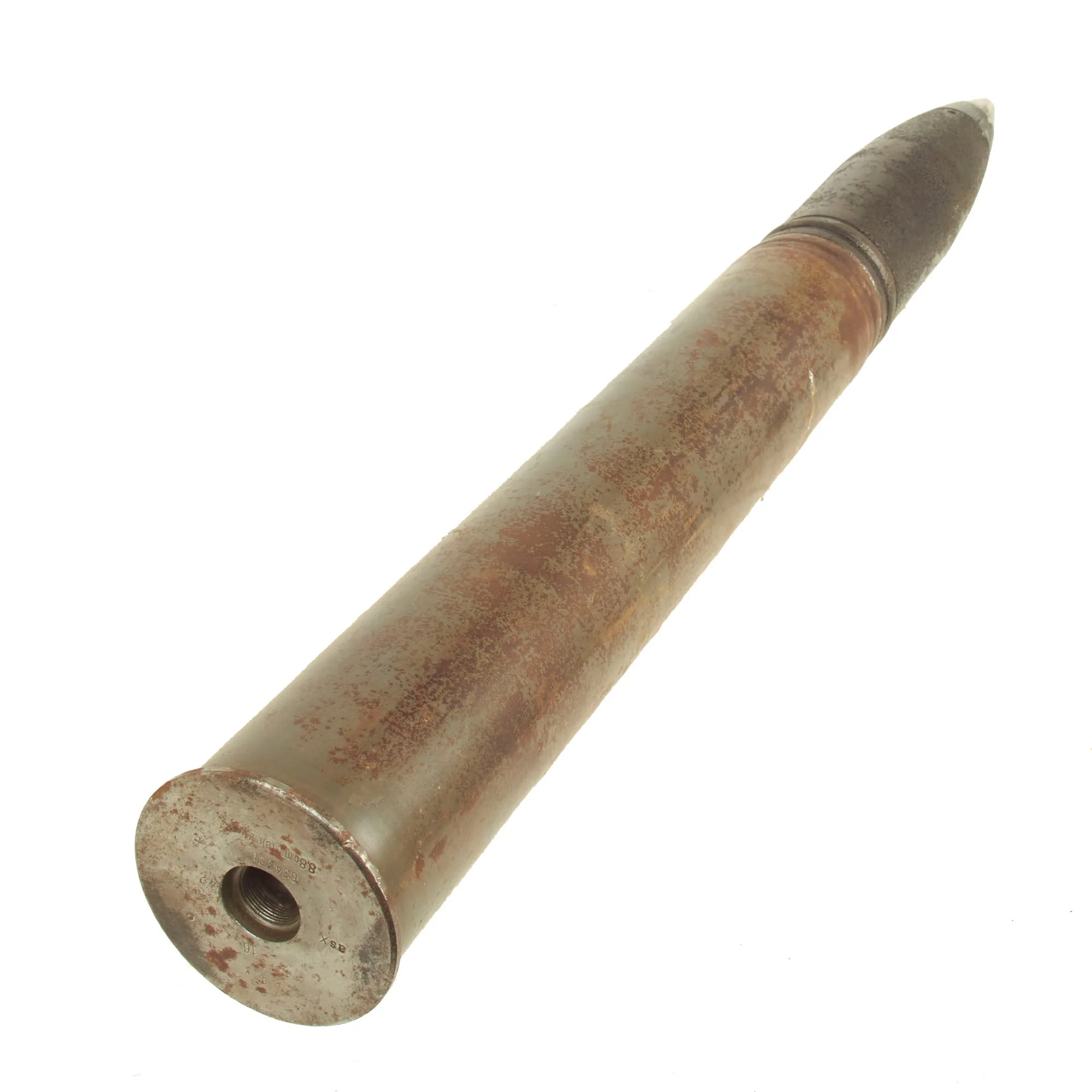 Original German WWII FlaK 88 High Explosive Inert Shell with Steel Casing - WWII Marked and 1942 Dated