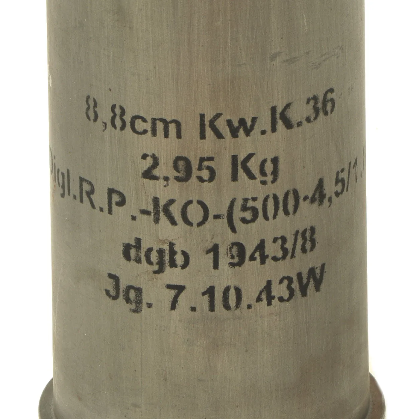 Original German WWII FlaK 88 High Explosive Inert Shell with Steel Casing - WWII Marked and Dated