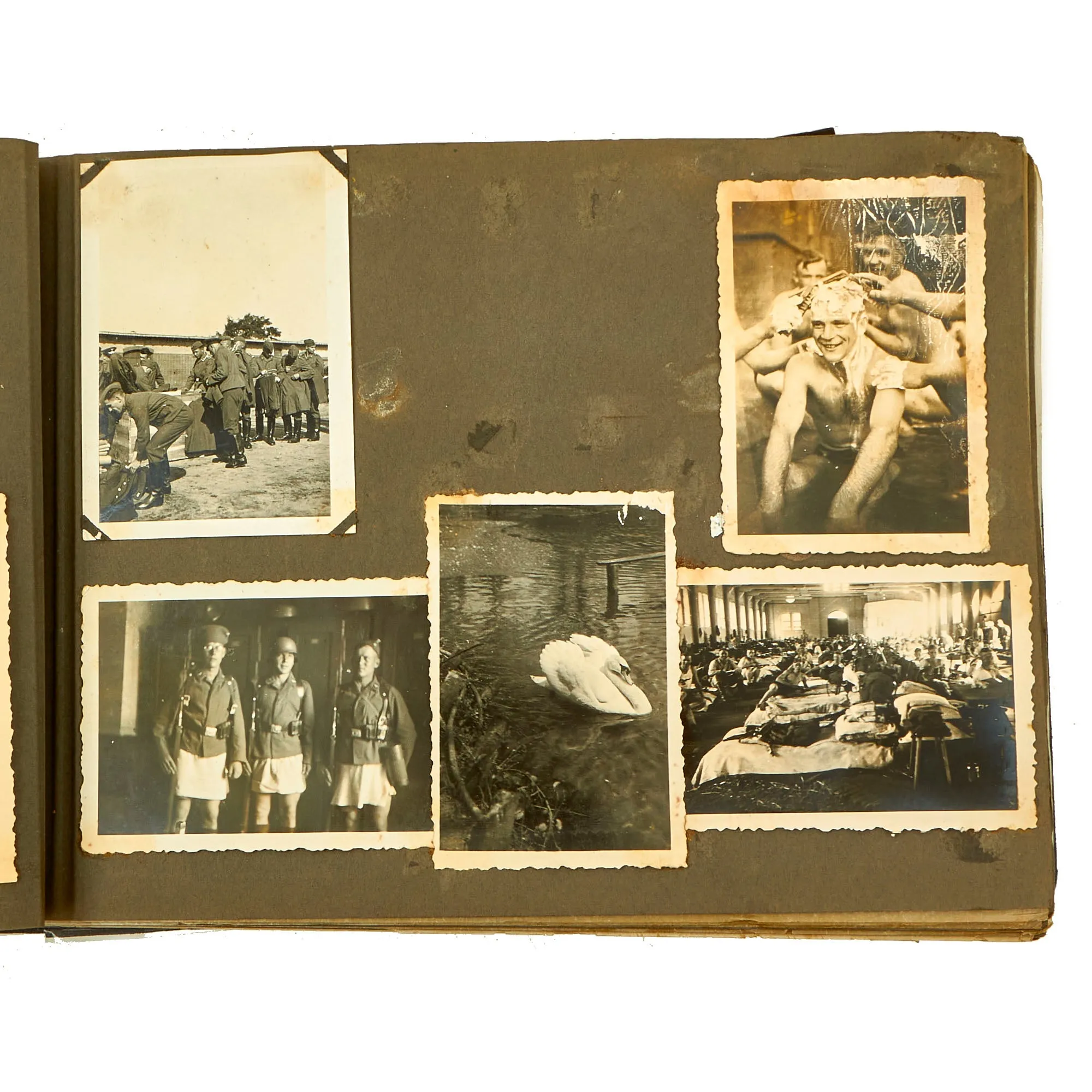 Original German WWII Luftwaffe Photo Album Featuring Numerous Disabled Soviet Tanks with Soldbuch - 144 Photos