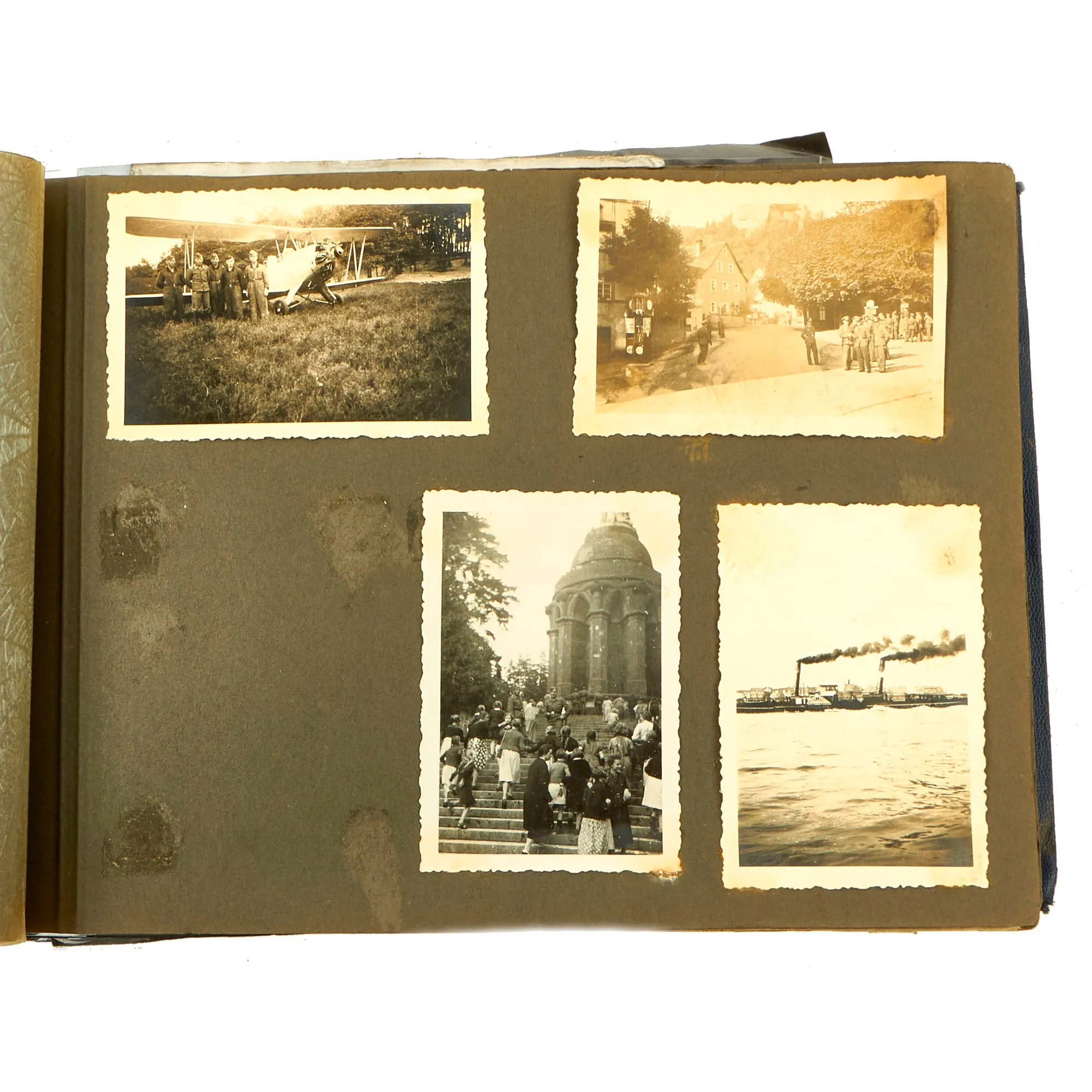 Original German WWII Luftwaffe Photo Album Featuring Numerous Disabled Soviet Tanks with Soldbuch - 144 Photos