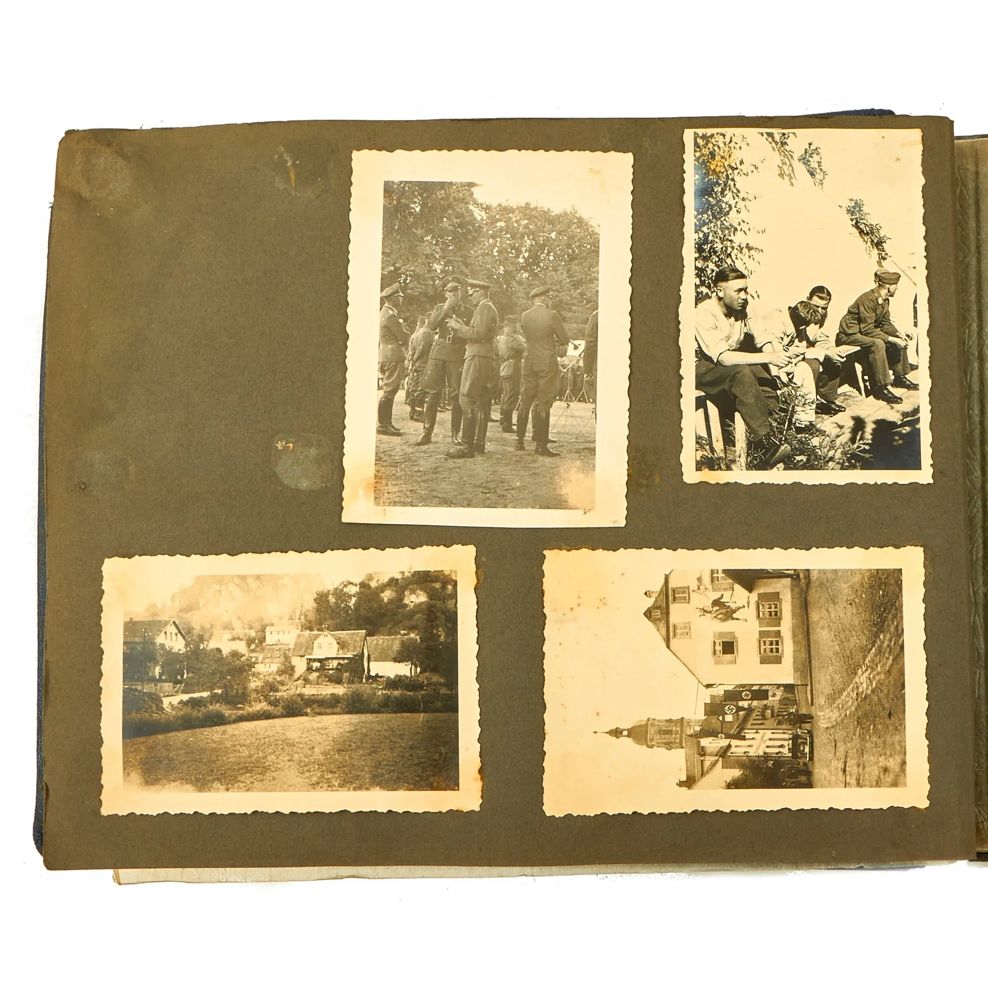 Original German WWII Luftwaffe Photo Album Featuring Numerous Disabled Soviet Tanks with Soldbuch - 144 Photos