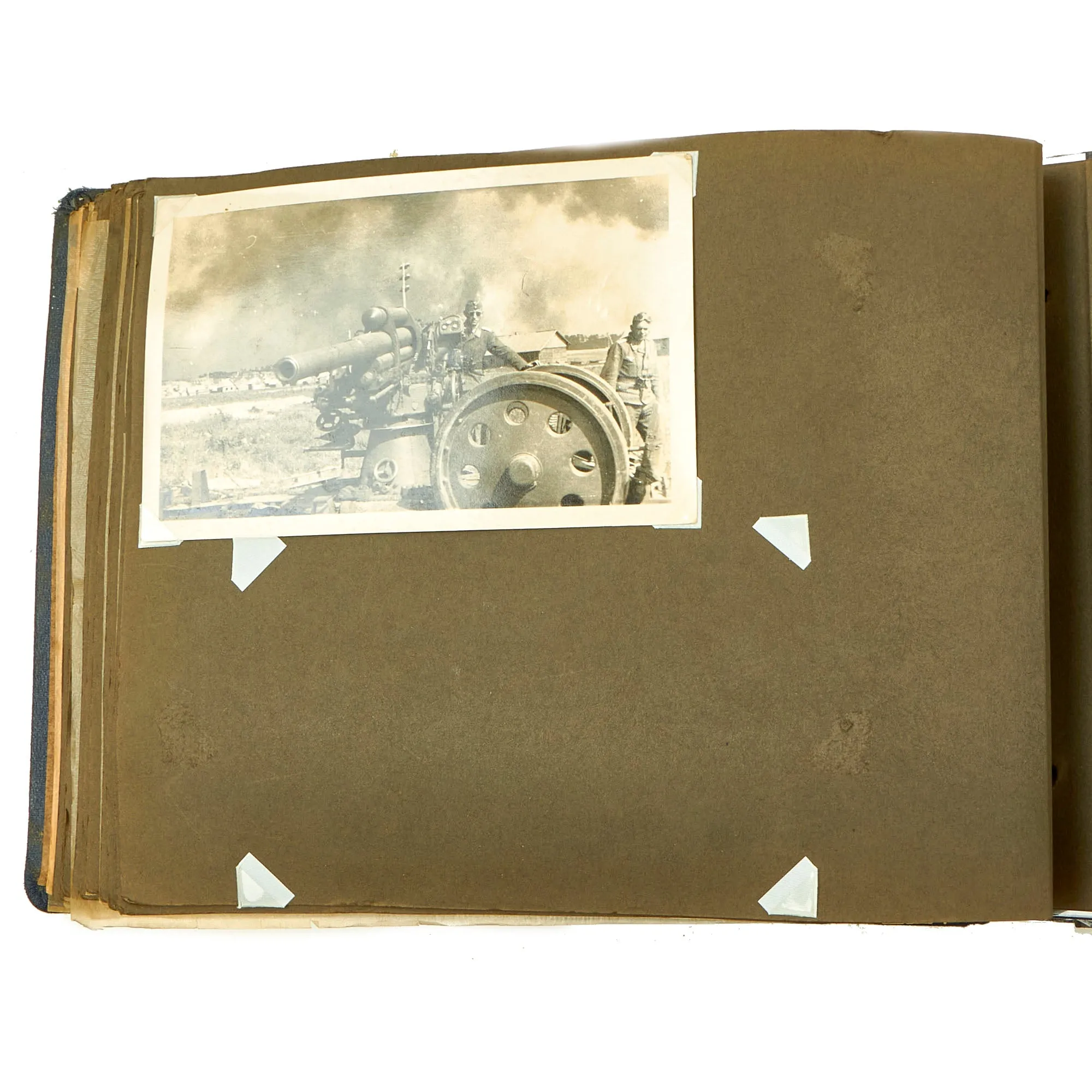 Original German WWII Luftwaffe Photo Album Featuring Numerous Disabled Soviet Tanks with Soldbuch - 144 Photos