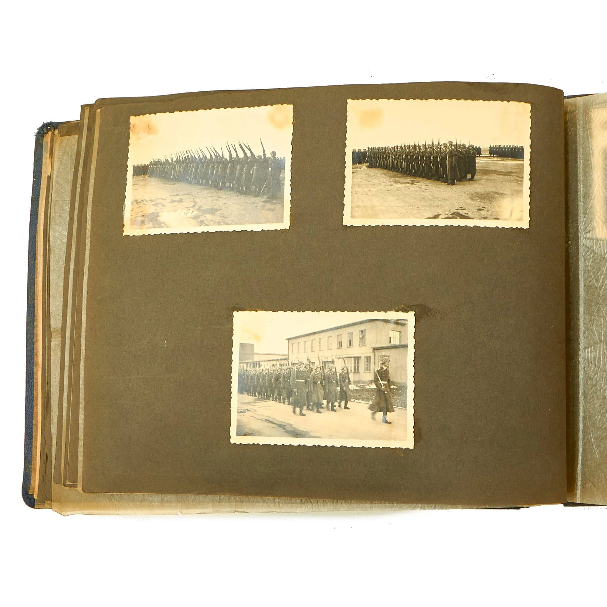 Original German WWII Luftwaffe Photo Album Featuring Numerous Disabled Soviet Tanks with Soldbuch - 144 Photos