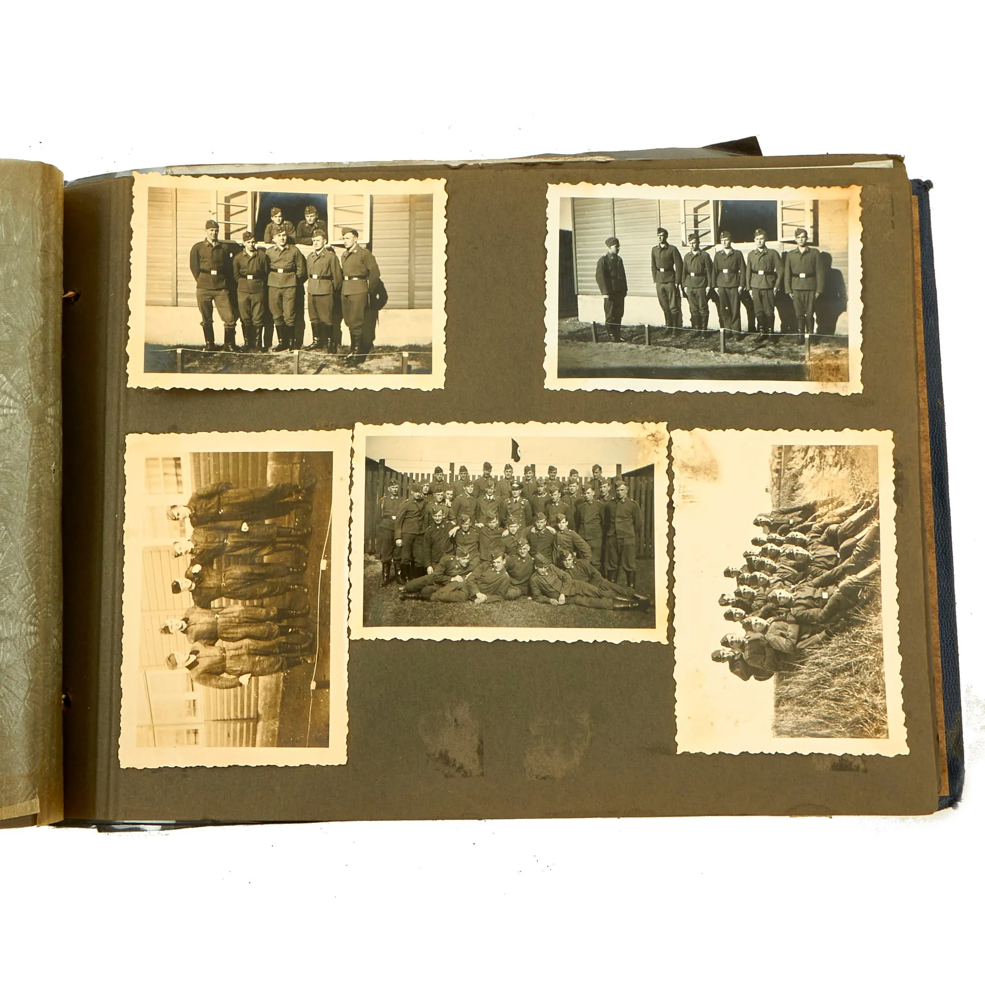 Original German WWII Luftwaffe Photo Album Featuring Numerous Disabled Soviet Tanks with Soldbuch - 144 Photos