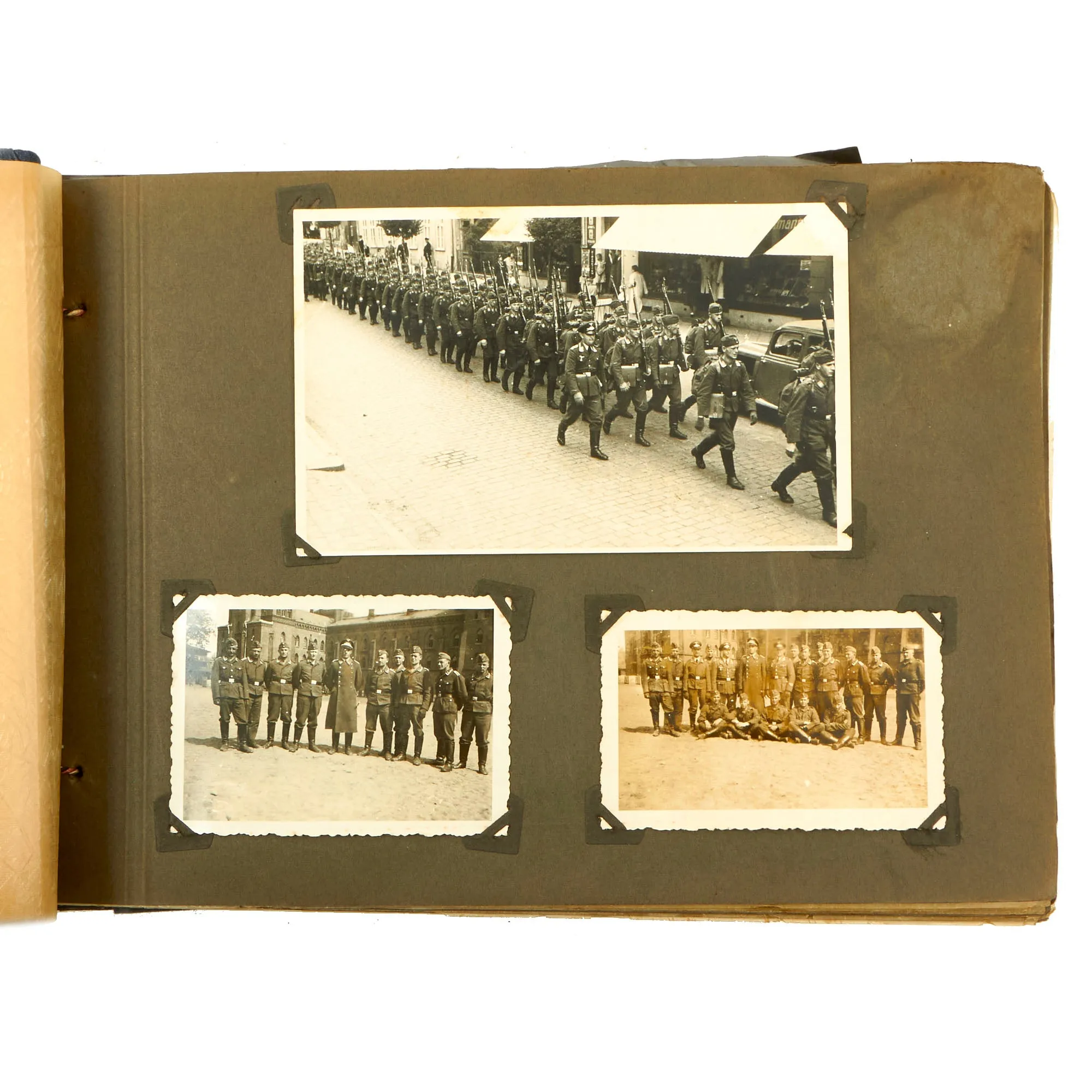 Original German WWII Luftwaffe Photo Album Featuring Numerous Disabled Soviet Tanks with Soldbuch - 144 Photos