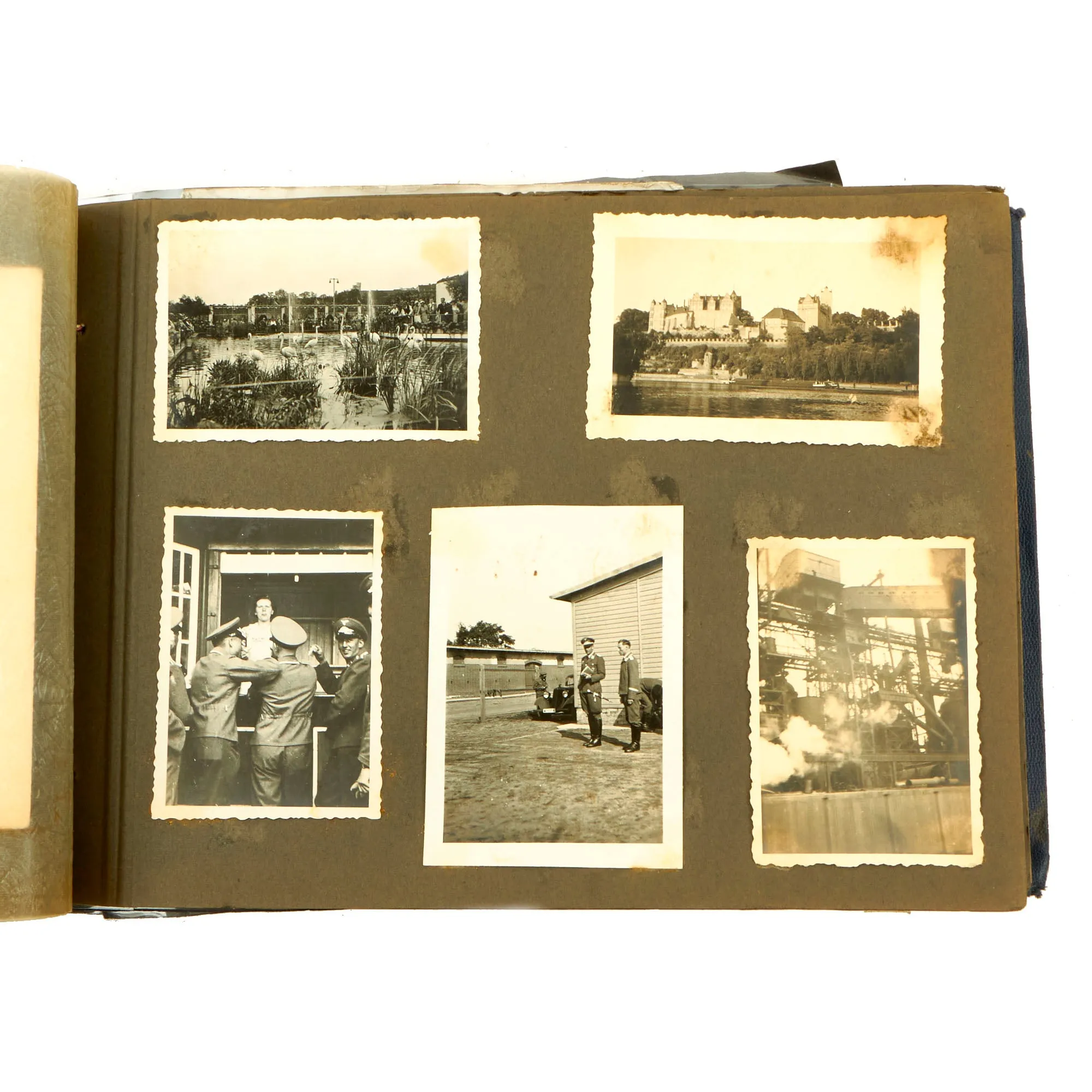 Original German WWII Luftwaffe Photo Album Featuring Numerous Disabled Soviet Tanks with Soldbuch - 144 Photos