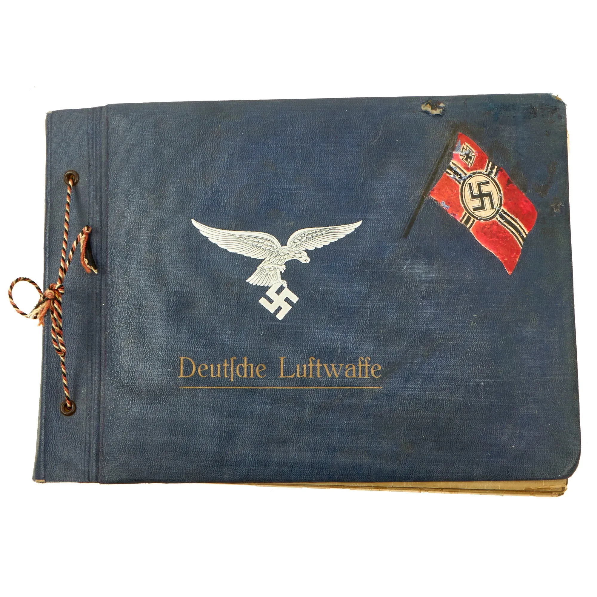 Original German WWII Luftwaffe Photo Album Featuring Numerous Disabled Soviet Tanks with Soldbuch - 144 Photos