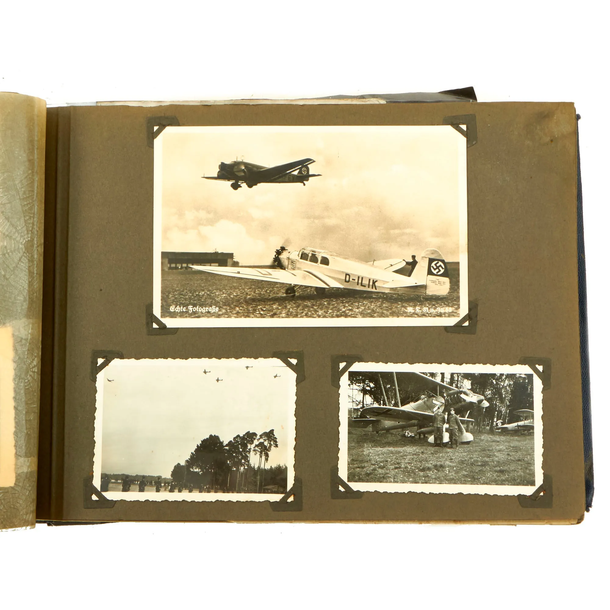 Original German WWII Luftwaffe Photo Album Featuring Numerous Disabled Soviet Tanks with Soldbuch - 144 Photos