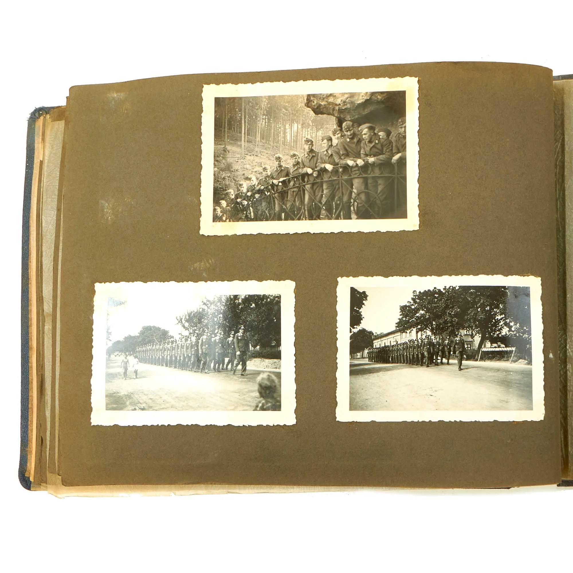 Original German WWII Luftwaffe Photo Album Featuring Numerous Disabled Soviet Tanks with Soldbuch - 144 Photos