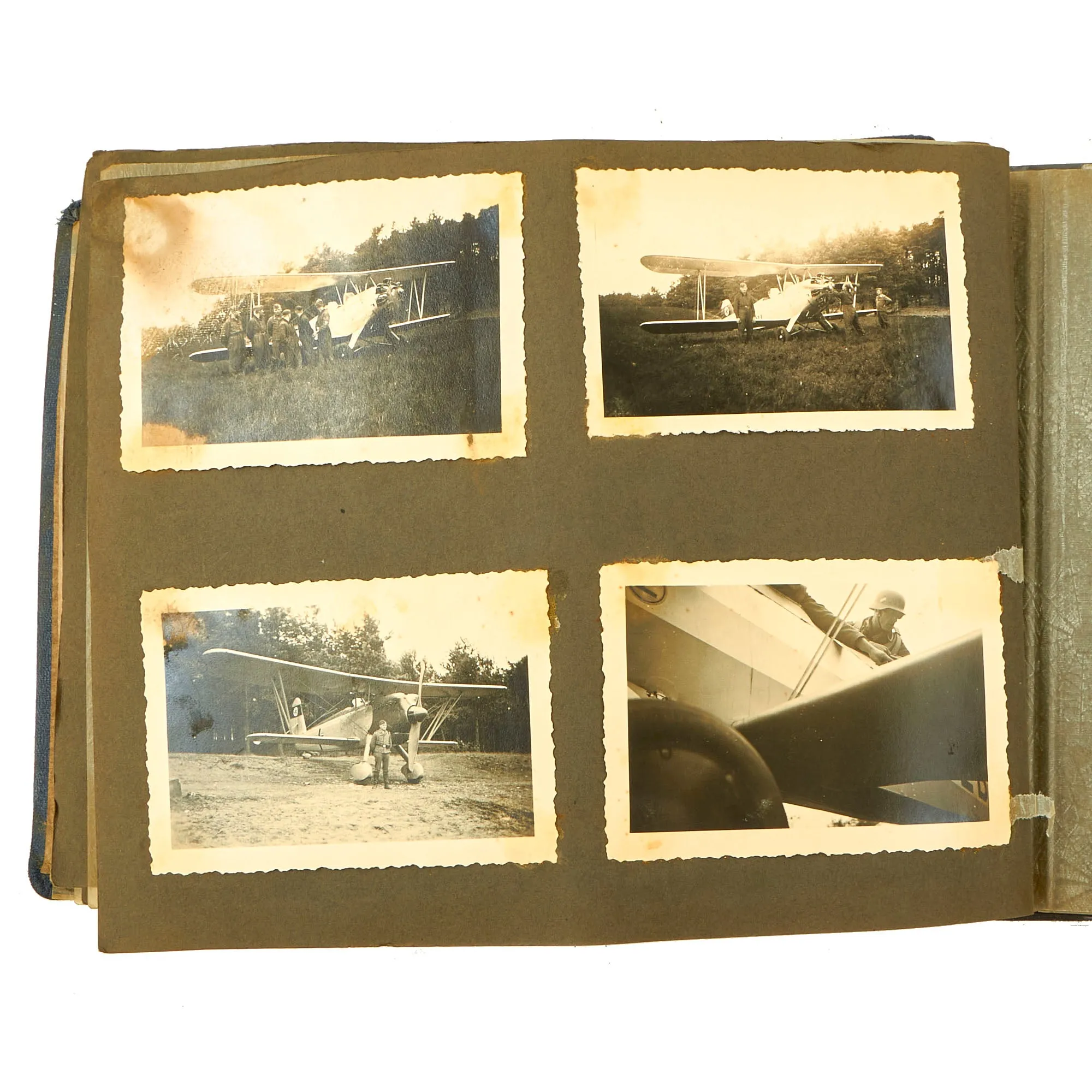 Original German WWII Luftwaffe Photo Album Featuring Numerous Disabled Soviet Tanks with Soldbuch - 144 Photos