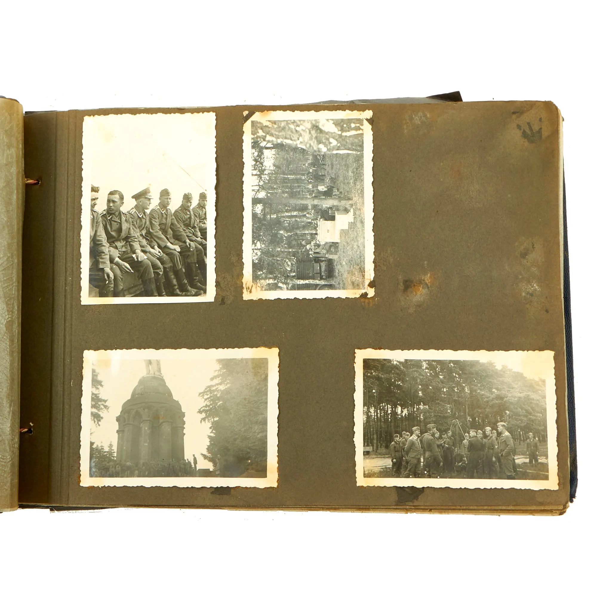 Original German WWII Luftwaffe Photo Album Featuring Numerous Disabled Soviet Tanks with Soldbuch - 144 Photos