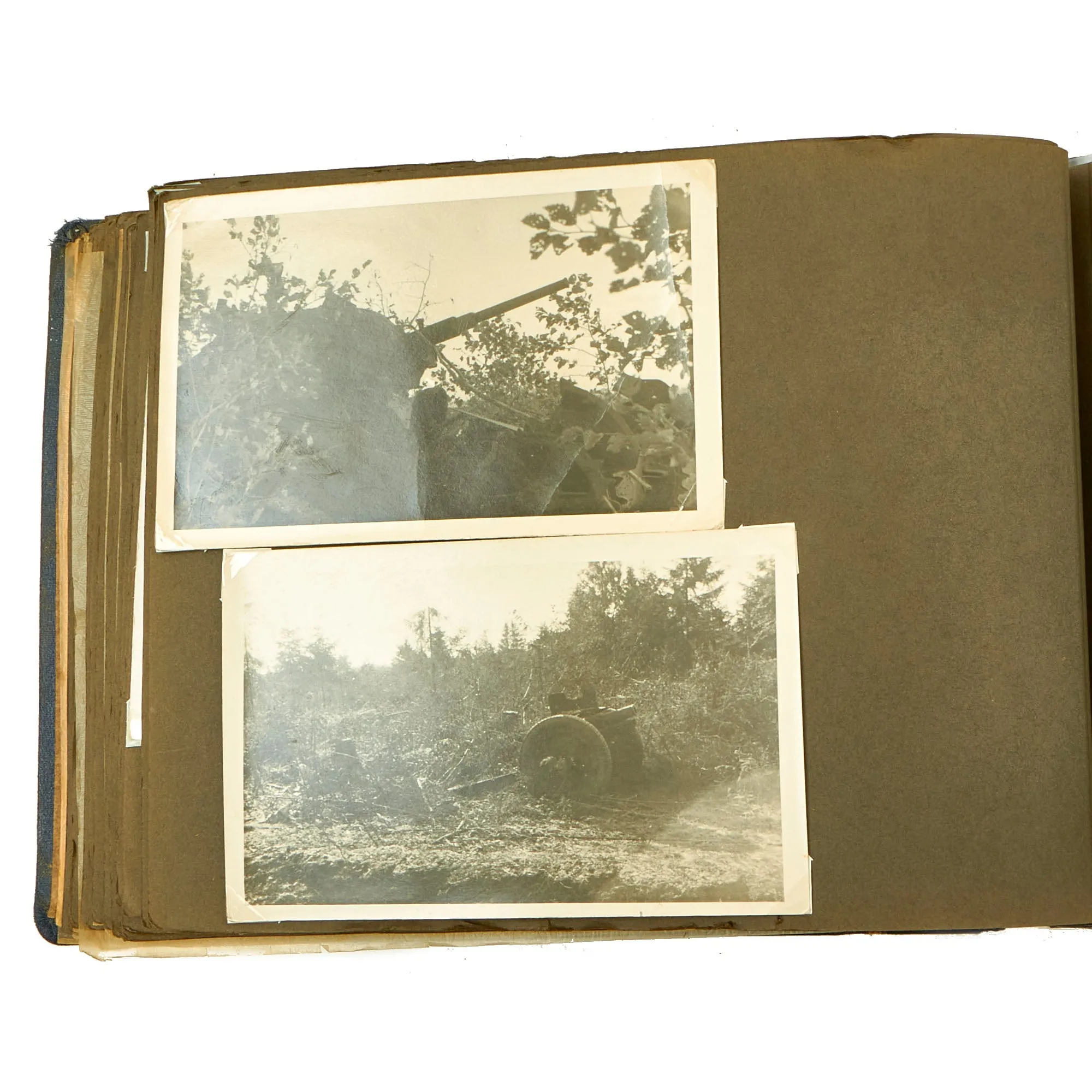 Original German WWII Luftwaffe Photo Album Featuring Numerous Disabled Soviet Tanks with Soldbuch - 144 Photos