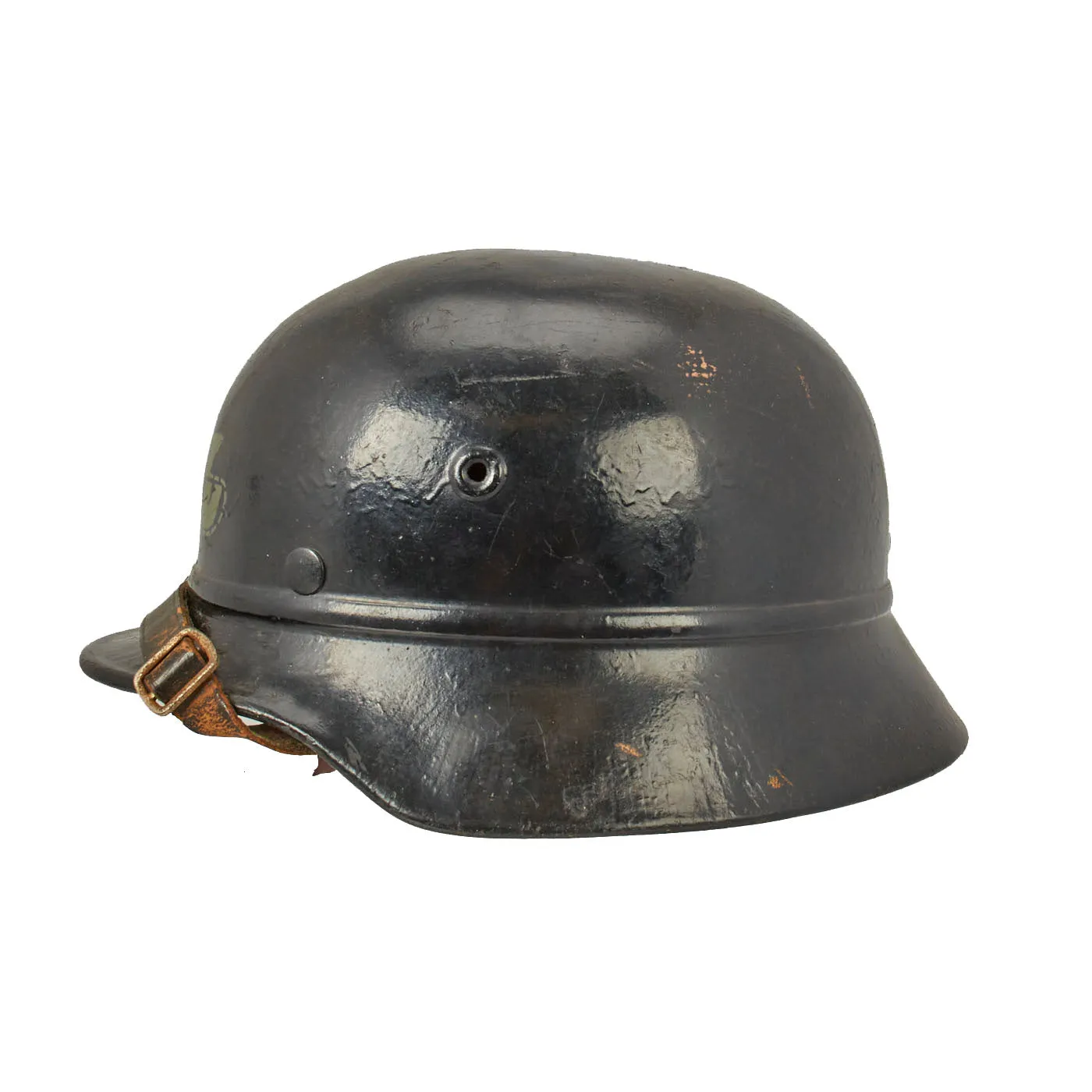 Original German WWII Ostbau Werke Factory Guard Beaded M35 Helmet - Flakpanzer IV