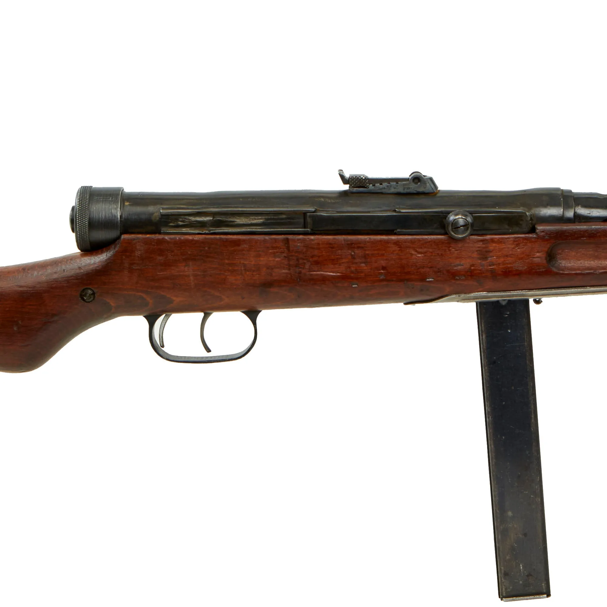 Original Romanian WWII Italian Beretta MP38A Demilled Receiver SMG with Ventilated Barrel Jacket & Magazine