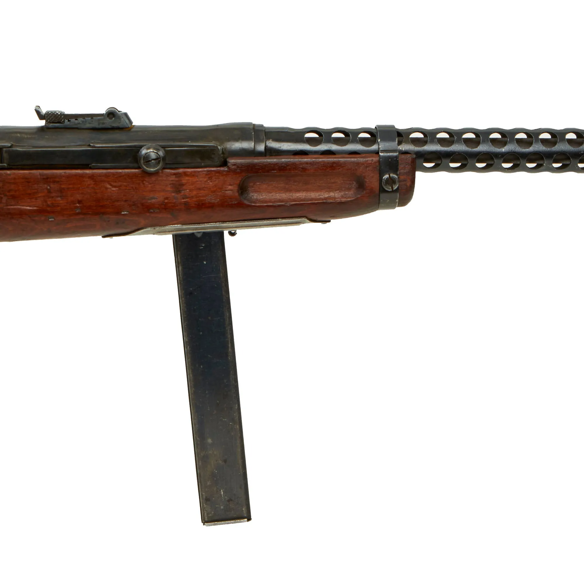 Original Romanian WWII Italian Beretta MP38A Demilled Receiver SMG with Ventilated Barrel Jacket & Magazine