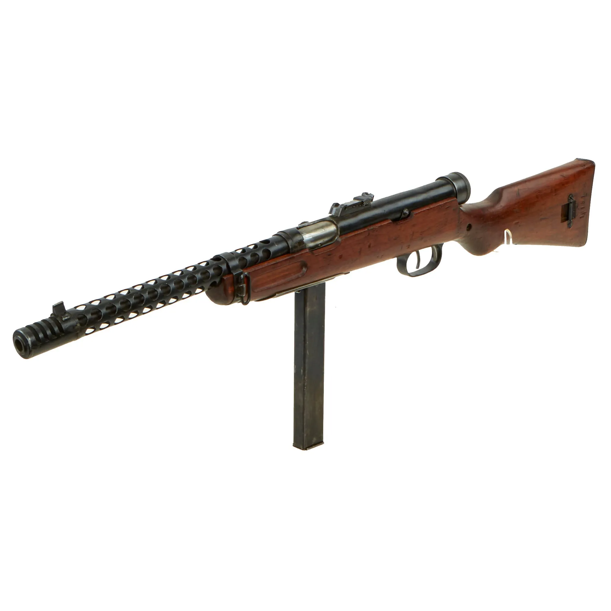 Original Romanian WWII Italian Beretta MP38A Demilled Receiver SMG with Ventilated Barrel Jacket & Magazine