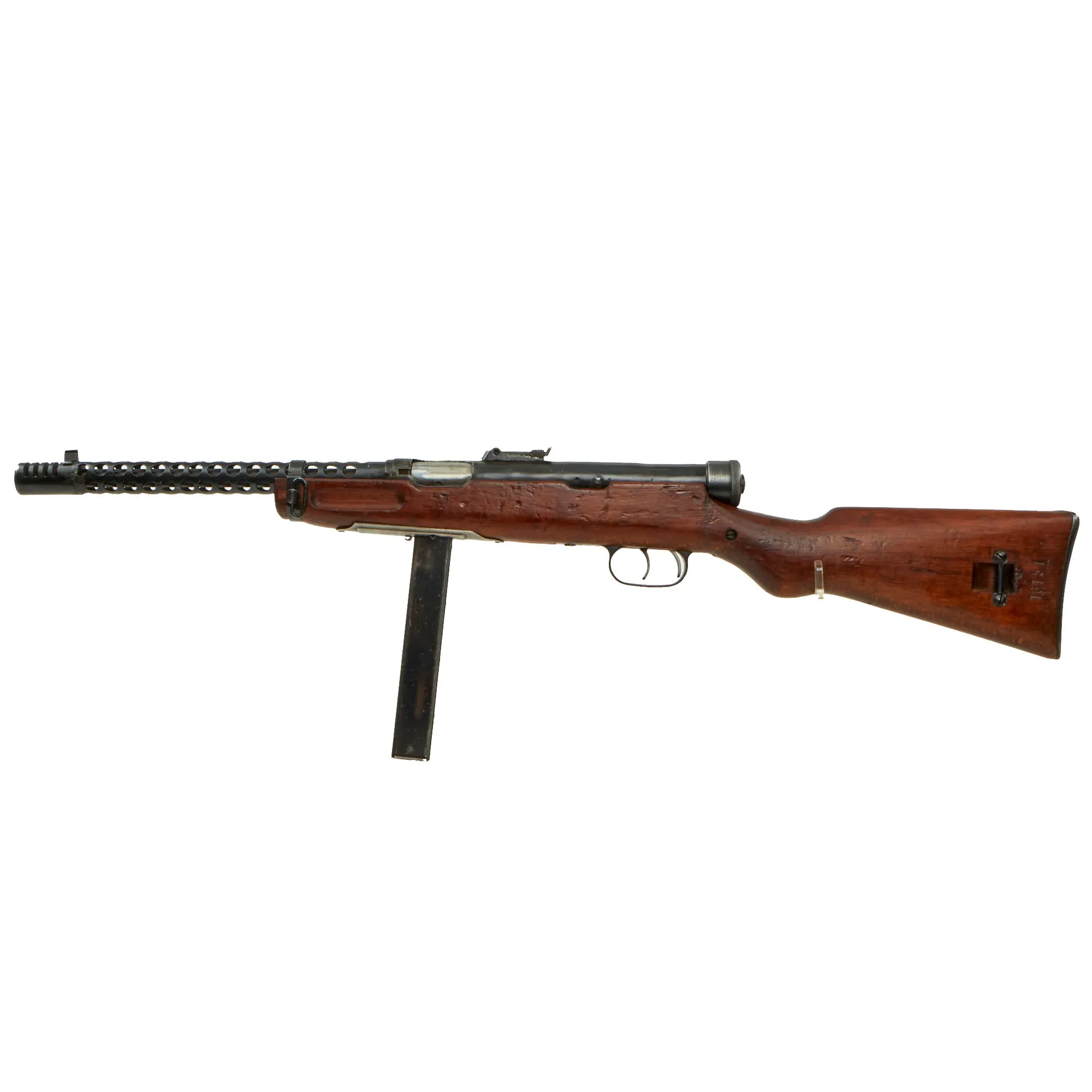 Original Romanian WWII Italian Beretta MP38A Demilled Receiver SMG with Ventilated Barrel Jacket & Magazine