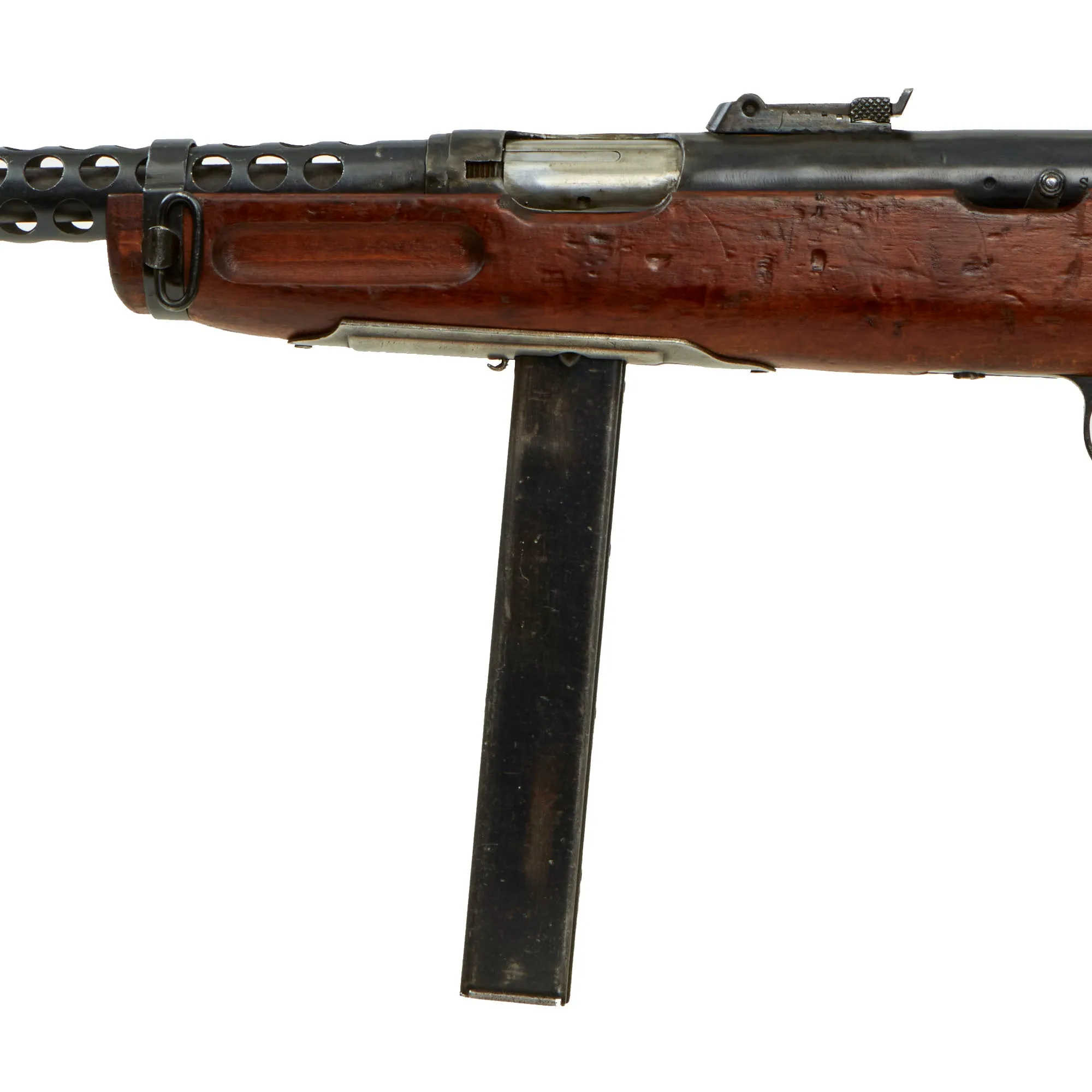 Original Romanian WWII Italian Beretta MP38A Demilled Receiver SMG with Ventilated Barrel Jacket & Magazine