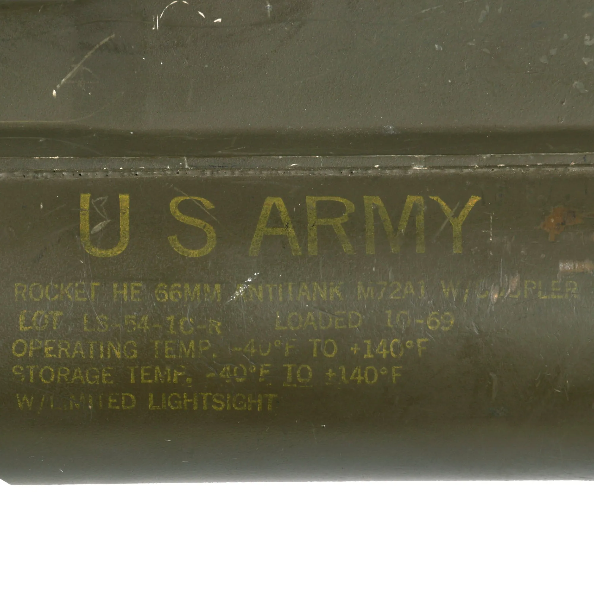 Original U.S. Vietnam War 1969 Dated M72 Light Anti-Armor Weapon “LAW” Tube Converted to M190 Subcaliber Trainer - With M73 Insert