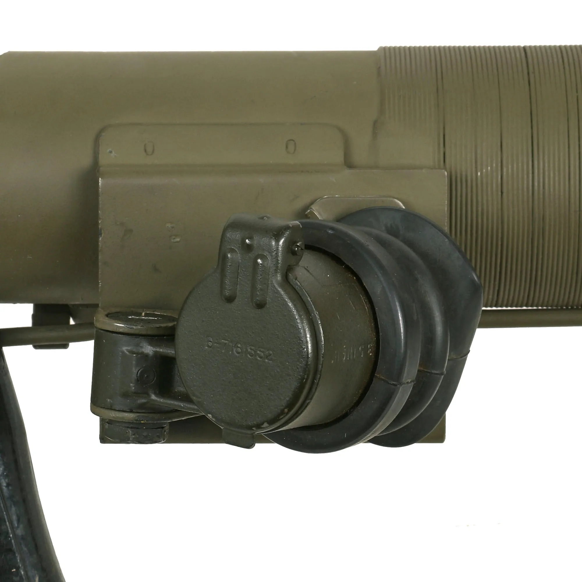 Original U.S. WWII Deactivated M9A1 Bazooka Anti-Tank Rocket Launcher Serial 92676 with Inert Rocket and 1944 Dated Rocket Carrier