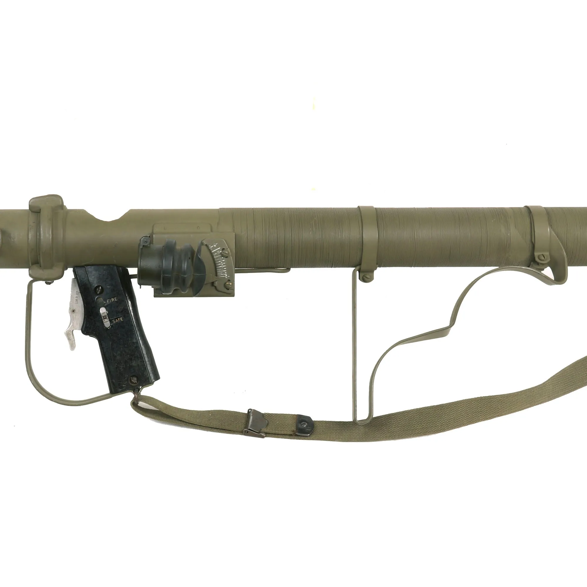 Original U.S. WWII Deactivated M9A1 Bazooka Anti-Tank Rocket Launcher Serial 92676 with Inert Rocket and 1944 Dated Rocket Carrier